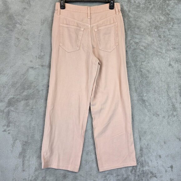 Uniqlo C Pants Womens 25 Pink Lyocell Linen Blend Straight Leg Jeans Zip Fly - Picture 8 of 11